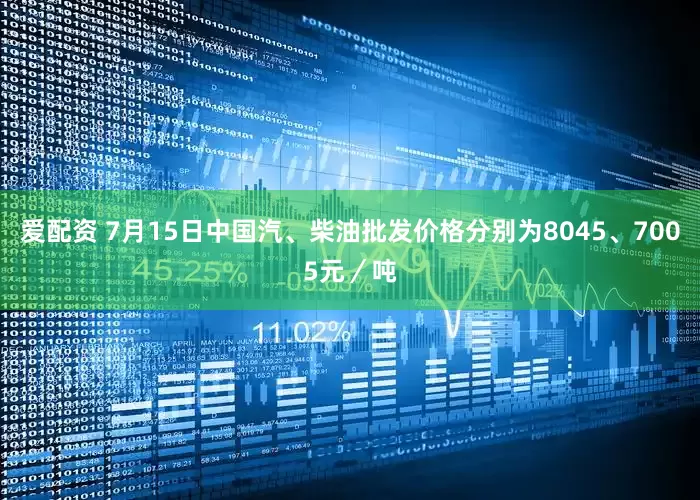 爱配资 7月15日中国汽、柴油批发价格分别为8045、7005元／吨