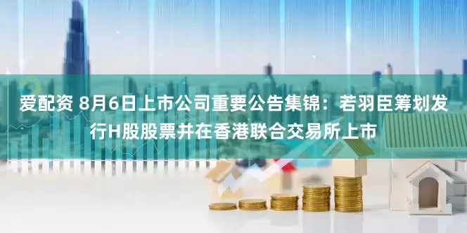 爱配资 8月6日上市公司重要公告集锦：若羽臣筹划发行H股股票并在香港联合交易所上市